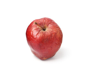 One whole rotten apple isolated on white
