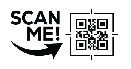 QR code scan icon set. Scan me frame. QR code scan for smartphone. QR code for mobile app, payment and identification. Vector illustration.