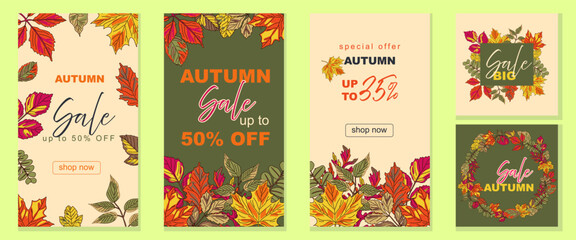 Vibrant autumn sale promotions showcasing colorful foliage and enticing discounts in a cheerful setting