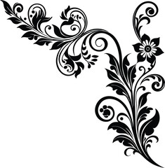Obraz premium Victorian Floral Swirl Corner Silhouette