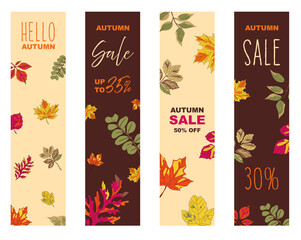 Vibrant autumn sale banners showcasing colorful leaves and special discounts for the seasonal shopping experience