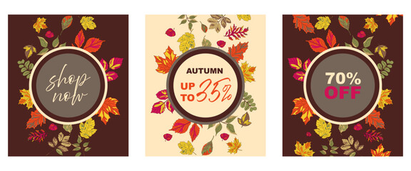 Autumn sale banners showcasing vibrant leaves and enticing discounts for shoppers looking for seasonal deals