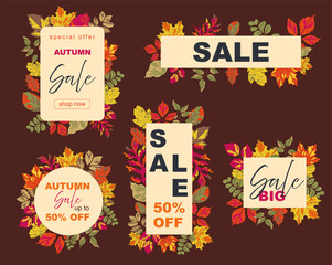 Seasonal discounts showcased with vibrant autumn leaves and bold lettering during the fall shopping period