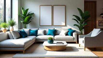 Fototapeta premium Modern Home Office Living Room with Tech Setup