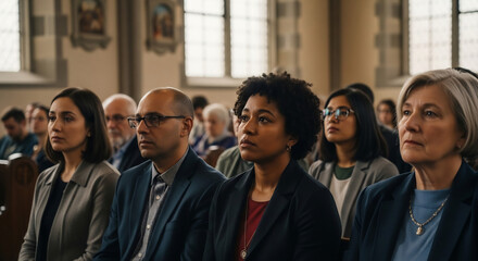 Obraz premium Diverse Group Attending National Minority Donor Awareness Day Event in Church