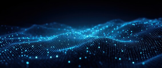Abstract digital wave of glowing particles