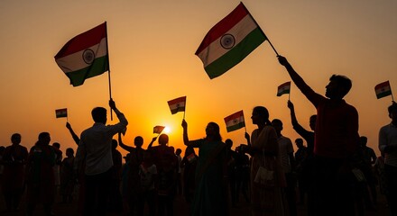 silhouette of a man with a flag
