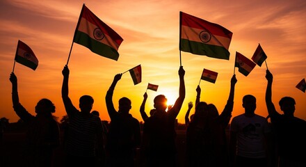 Spirit of Indian Independence at Sunset