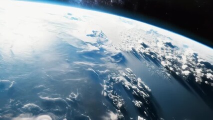 A spectacular view of Earth from space, showing the majestic clouds and atmosphere of the planet. An excellent choice for educational programs and space documentaries.
