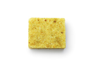 One aromatic bouillon cube isolated on white, top view