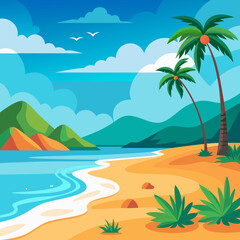 Beach Background Social Media Vector