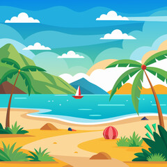 Beach Background Social Media Vector