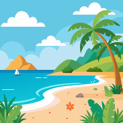 Beach Background Social Media Vector