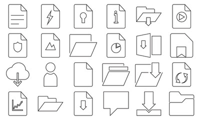 Files Icon . Vector of document, folder, archive, report, media, audio, chart, download, etc. Pictograms and infographics for mobile apps. vector illustration.