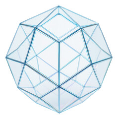 Dodecahedron formed by intersecting thin glass sheets, creating a delicate structure.
