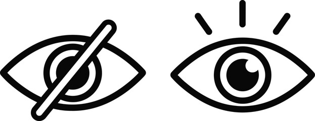 Visibility Toggle Icon Pair – Hidden and Visible Eye Symbols for UI Design, Password Fields, Accessibility, and Privacy Control
