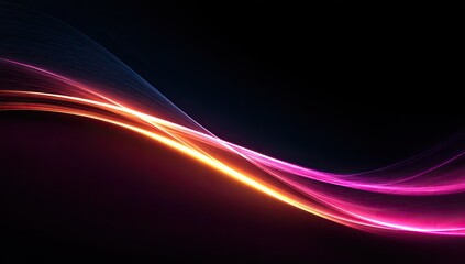 Abstract glowing wavy lines in vibrant colors against a dark background