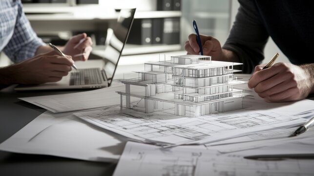 Architectural Design Collaboration and Planning on Building Blueprint