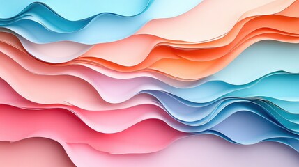 Paper cutout layered background in pastel tones, abstract 3D paper texture for craft, scrapbook or creative design