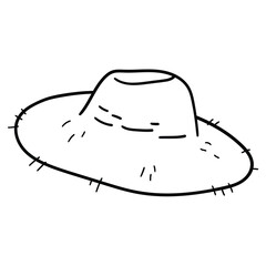 Hand drawn doodle farmer's hat on white background.