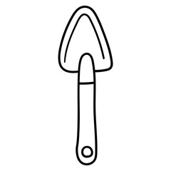 Hand drawn doodle gardening shovel on white background.