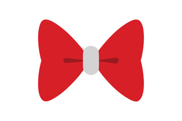 Red Christmas bow tie vector graphic with green center on white background isolated