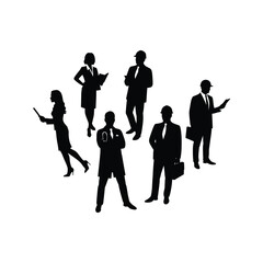 Silhouette of diverse professionals businesspeople doctor engineer architect Teamwork collaboration success concept