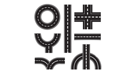 Desert and Mountain Road Vector Illustrations
