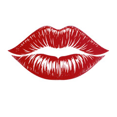 Red Lip Print on Transparent background, Bold Makeup Statement Art