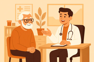 doctor talking to a patient, Pediatric Checkup Flat Illustration