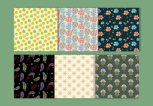 Seamless Botanical Floral Fabric Motif Pattern Template