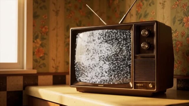 Retro TV in a 70s Kitchen Corner