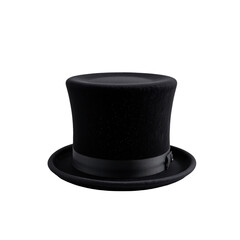 Classic Black Top Hat Isolated on Transparent background for Various Uses