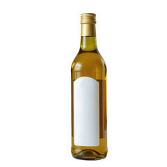 Clear Glass Bottle Filled with Yellow Liquid on Transparent background