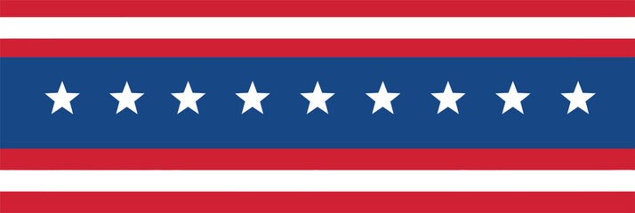 Patriotic Stripe and Star Icon – Blue Band with Eight White Stars and Red Stripes for National, Military, or Government Branding