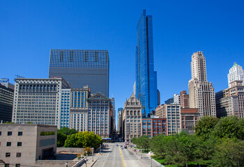 Skyline of downtown Chicago from its Millennium park 