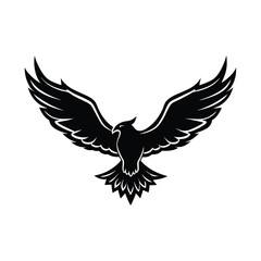 Fototapeta premium Black eagle soaring wings spread wide silhouette