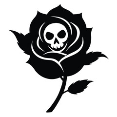 Gothic Skull Rose Silhouette - Dark Floral & Death Symbol
