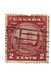 A vintage postage stamp from Canada isolated on a white background.