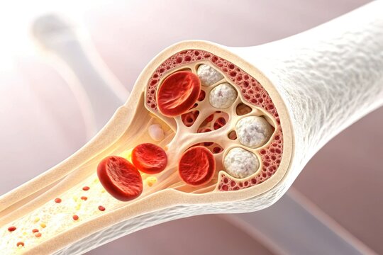 x-default Microscopic view of bone marrow and red blood cells
