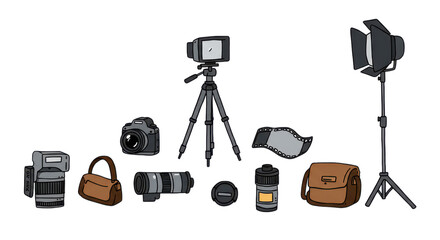 Illustration of Photography Equipment and Accessories