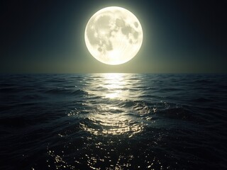 Moonlit Ocean with Extended Reflection