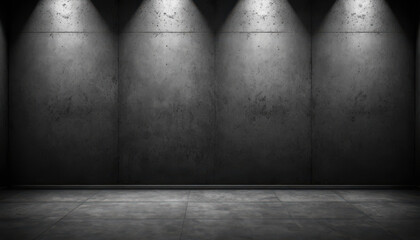 Dark concrete room with moody lighting and an industrial ambiance
