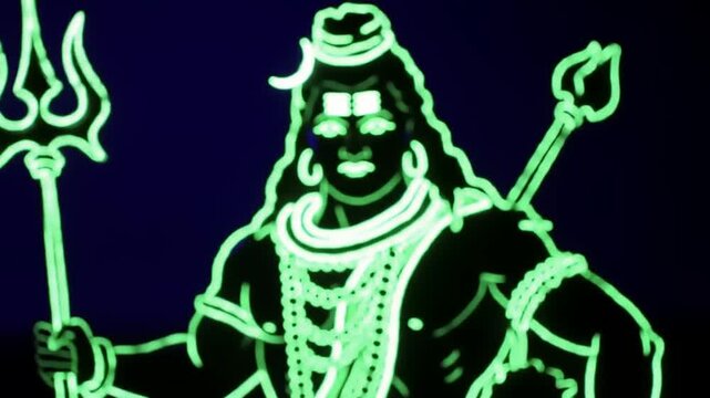 Neon Green Shiva Hindu God.