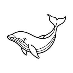Minimalist black outline of a breaching whale marine life
