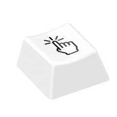 computer keyboard with white hand clicking key