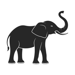 Silhouette elephant raising trunk animal tusks
