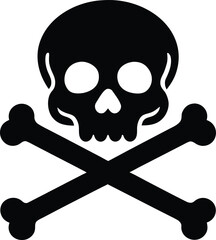 single black head skull silhouette vector illustration