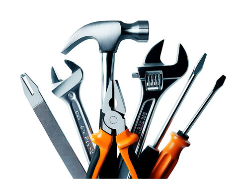 Silver Tools Collection Digital Painting isolated on a transparent background