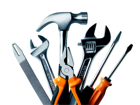 Silver Tools Collection Digital Painting isolated on a transparent background